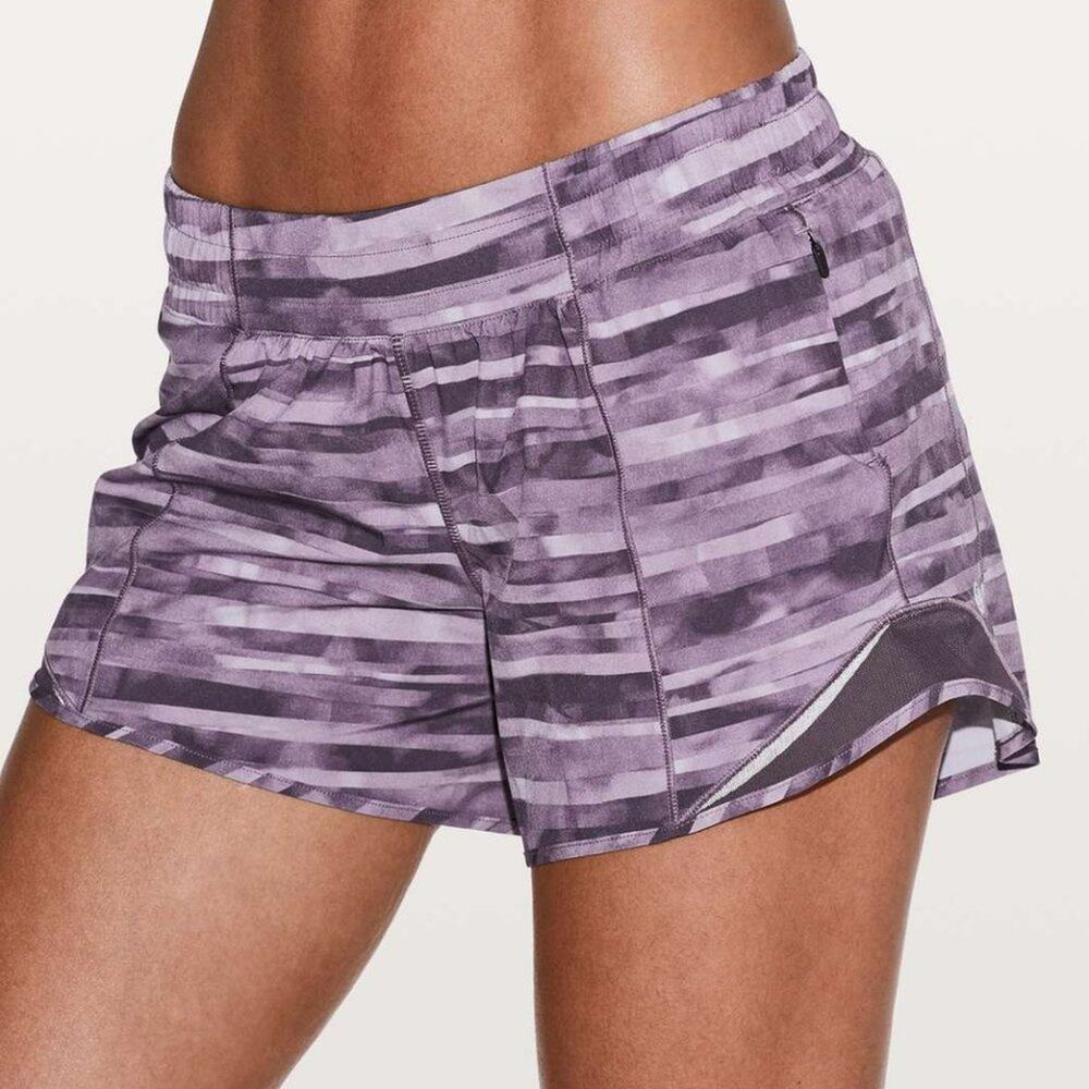 Lululemon Hotty Hot Short II Long Size 4 TALL Purple Multi stripe NWT
